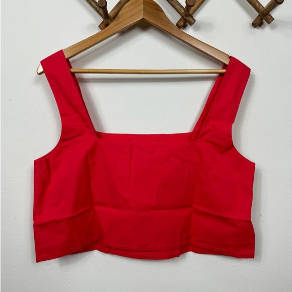 MONROW Poplin Tank in Fiery Coral Size XL - Picture 4 of 10